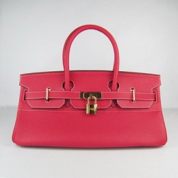 Hermes Birkin 42Cm Togo Leather Handbags Red Gold